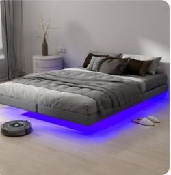 Queen - Modern Floating Platform Bed with LED Lighting
