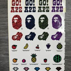 A Bathing Ape Go Ape Fruit Sticker Sheet Brand New Vintage Nigo Rare Sticker