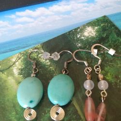 Strawberry Quartz & Faux Turquoise Earrings