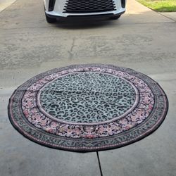 5 FT Round Leopard Area Rug