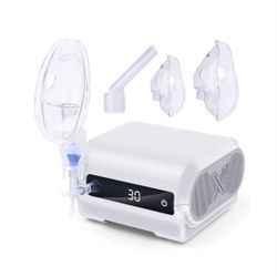 Smart Nebulizer Machine - Low Noise Nebulizer for Adults & Kids with Timer Digital Display and 3 Reusable Masks, Portable Nebulizer for Breathing Trea