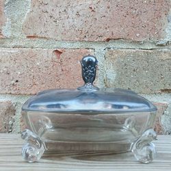 Vintage International Silver Adoration Crystal Cigarette Box/Silverplate Lid