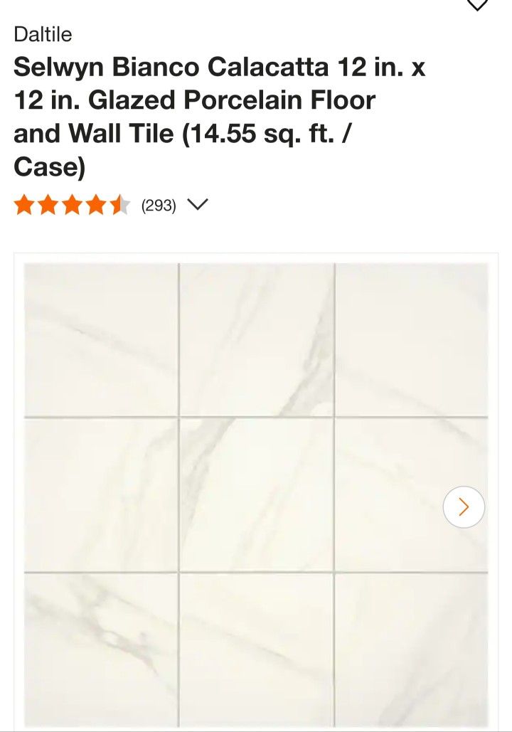 Daltile
Selwyn Bianco Calacatta 12 in. x 12 in. Glazed Porcelain Floor and Wall Tile (14.55 sq. ft. / Case)