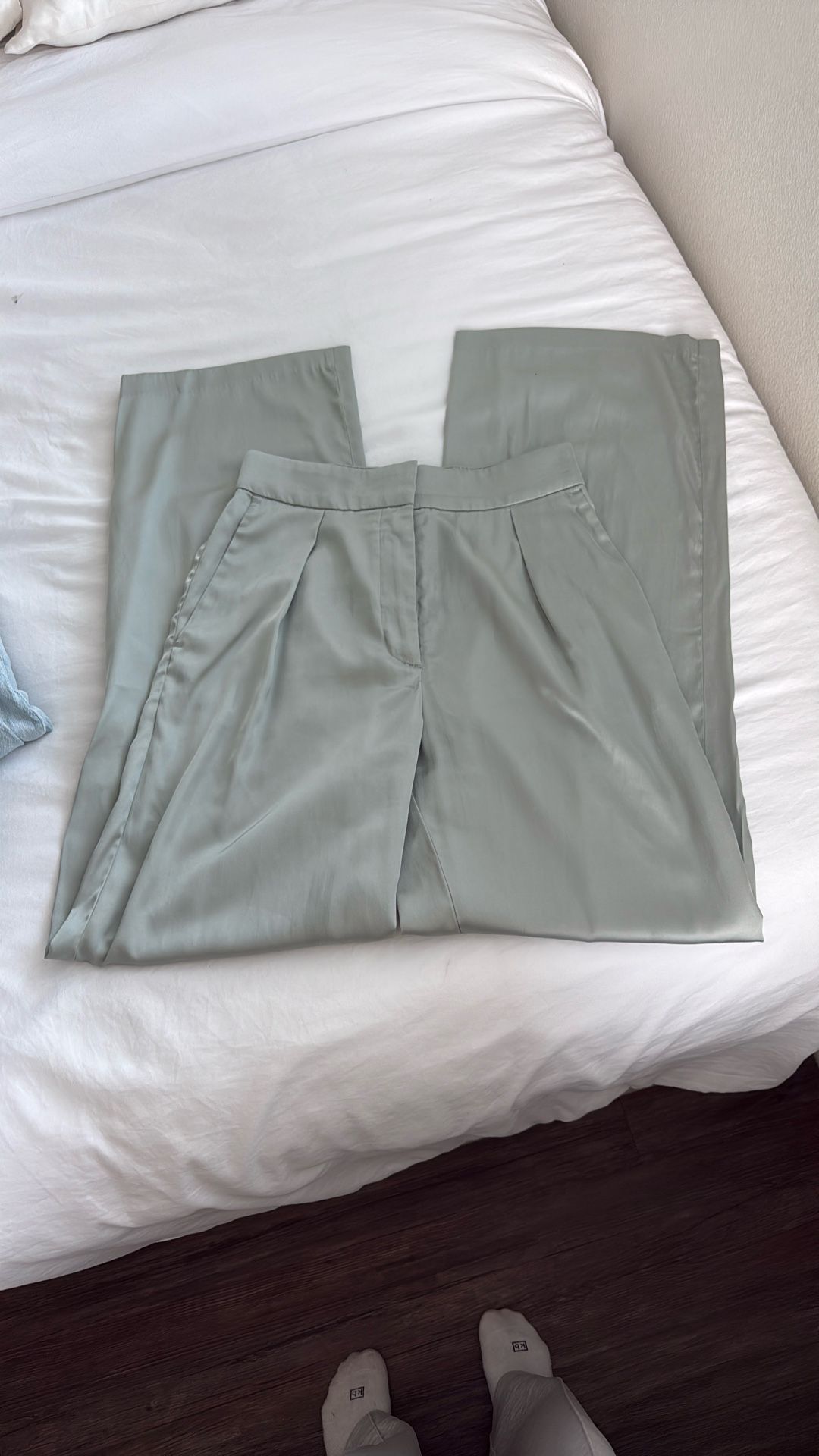 Abercrombie Silk Trouser Pant Sage Green
