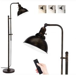 66 in. Black Paint Industrial Standing Lamp 1 Bulb Remote Dimmable Adjustable Arc Floor Lamp - New