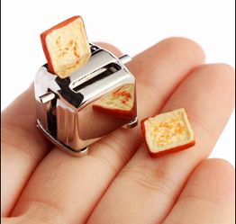 Tiny toaster with toast miniature food