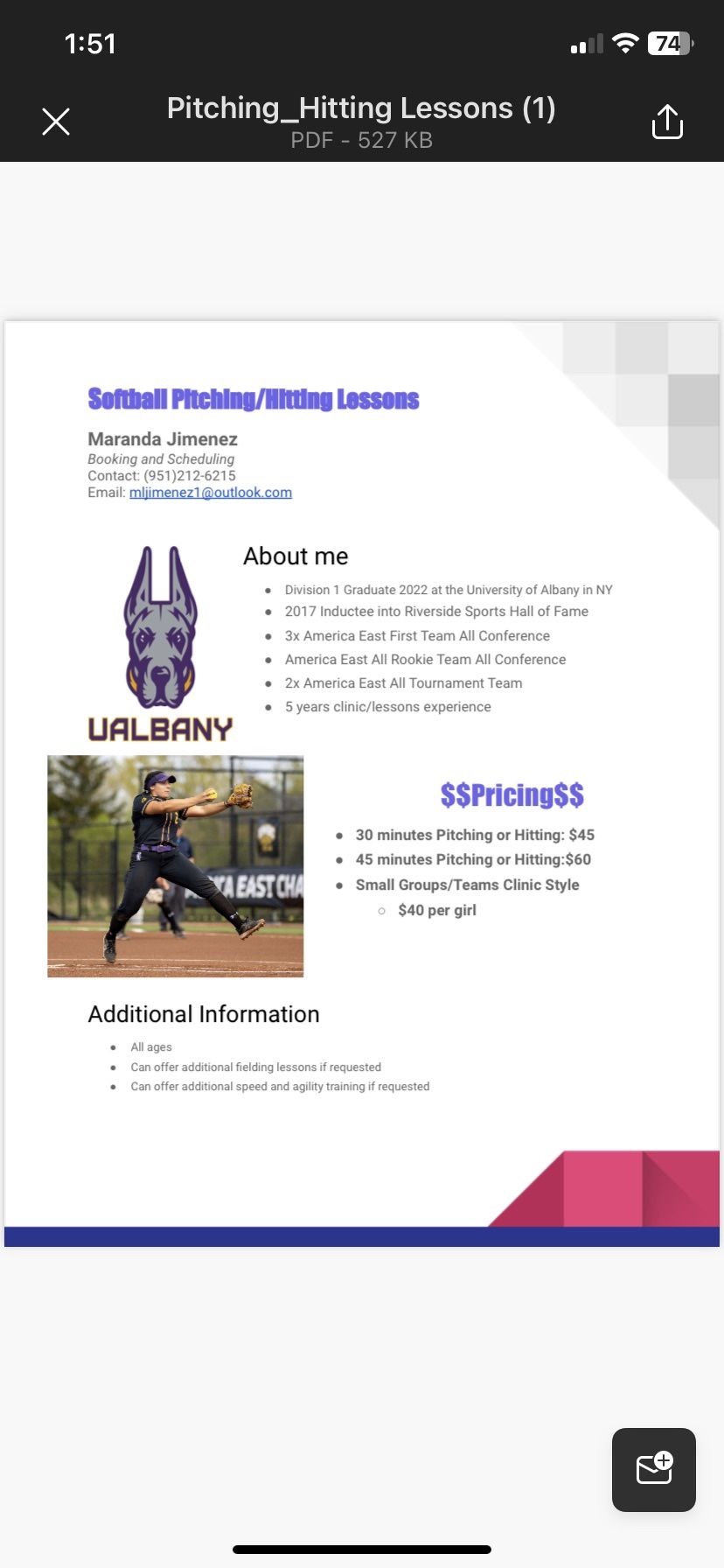 Softball lessons
