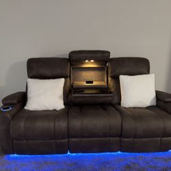 2 Recliner LED Sofa 