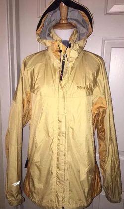 Mens Marmot Rainwear Waterproof Yellow Jacket Windbreaker Size Medium W/ Hood