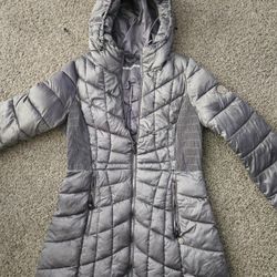 Bernardo Classic Gray Hooded Puffer Coat Women’s Small Zip Jacket