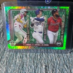 Short Print Topps NL Batting Leaders Ohtani Green Foil Refractor 