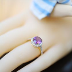 Natural Amethyst And Natural Diamond Comes With 18k Real Good