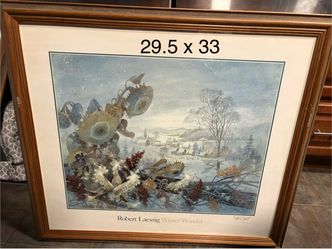 Signed Framed Robert Laessig Print Winter Wonder