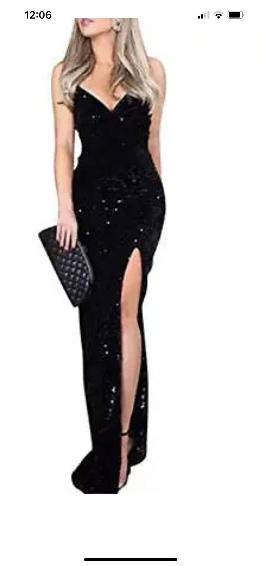 New Long Formal Party Or Prom Dress S With Sequins Black