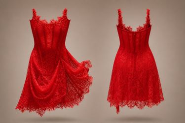 Sexy Red Beaded Lace Cocktail Corset Dress