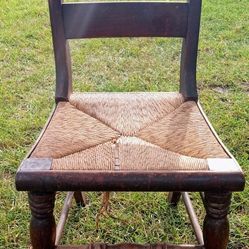 Antique Hitchcock Style Woven Wood Dining Chairs And Costco Metal Stepstool Chairs 