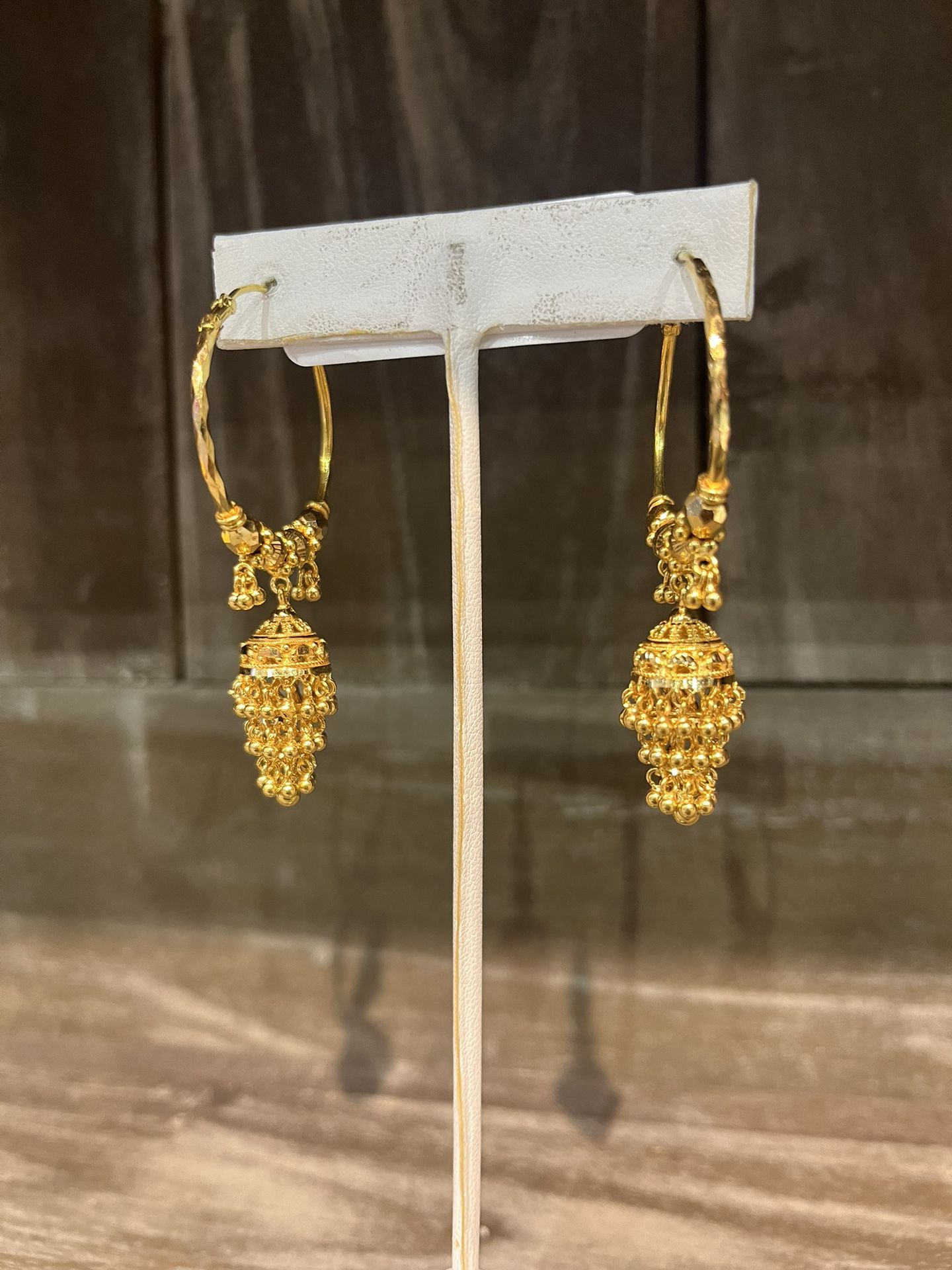 Stunning 22k Gold Jhumka Style Dangle Hoop Earrings