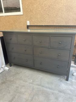 Gray ikea Hemnes dresser w/ glass top