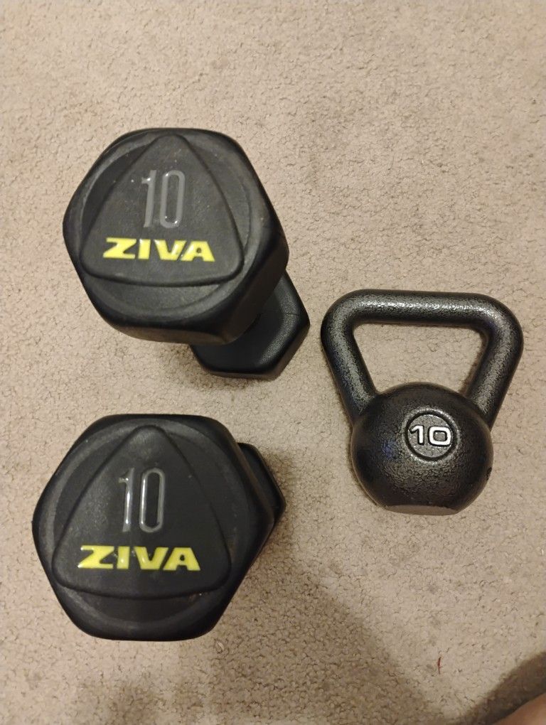 3 ×10 Lb Dumbbells