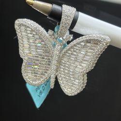 Butterfly Pendant Moissanite 7.53C.T SS VS. D Color