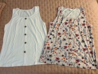 Women's Sleeveless Button-Front Tank Tops Sz L– Set of 2