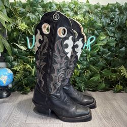 Tony Lama Womens Buckaroo 3R Tall Western Boots Black Leather Cowgirl Size 7 B