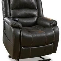 Faux leather electric power lift recliner