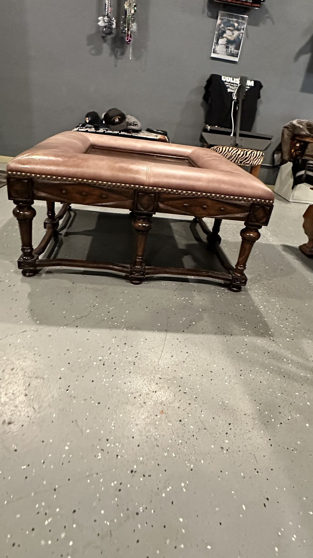 Leather and wood Coffee table
