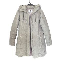 Laundry by Design Women's Long Hooded Winter Designer Puffer Coat Jacket - Size Medium