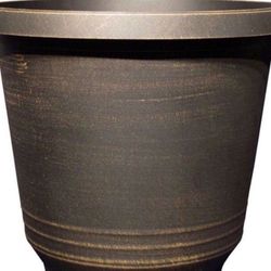 12 in. Torino Round Black Bronze Plastic Planter