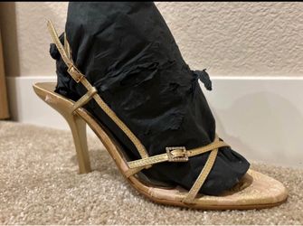 Gold Strappy High Heel Sandals