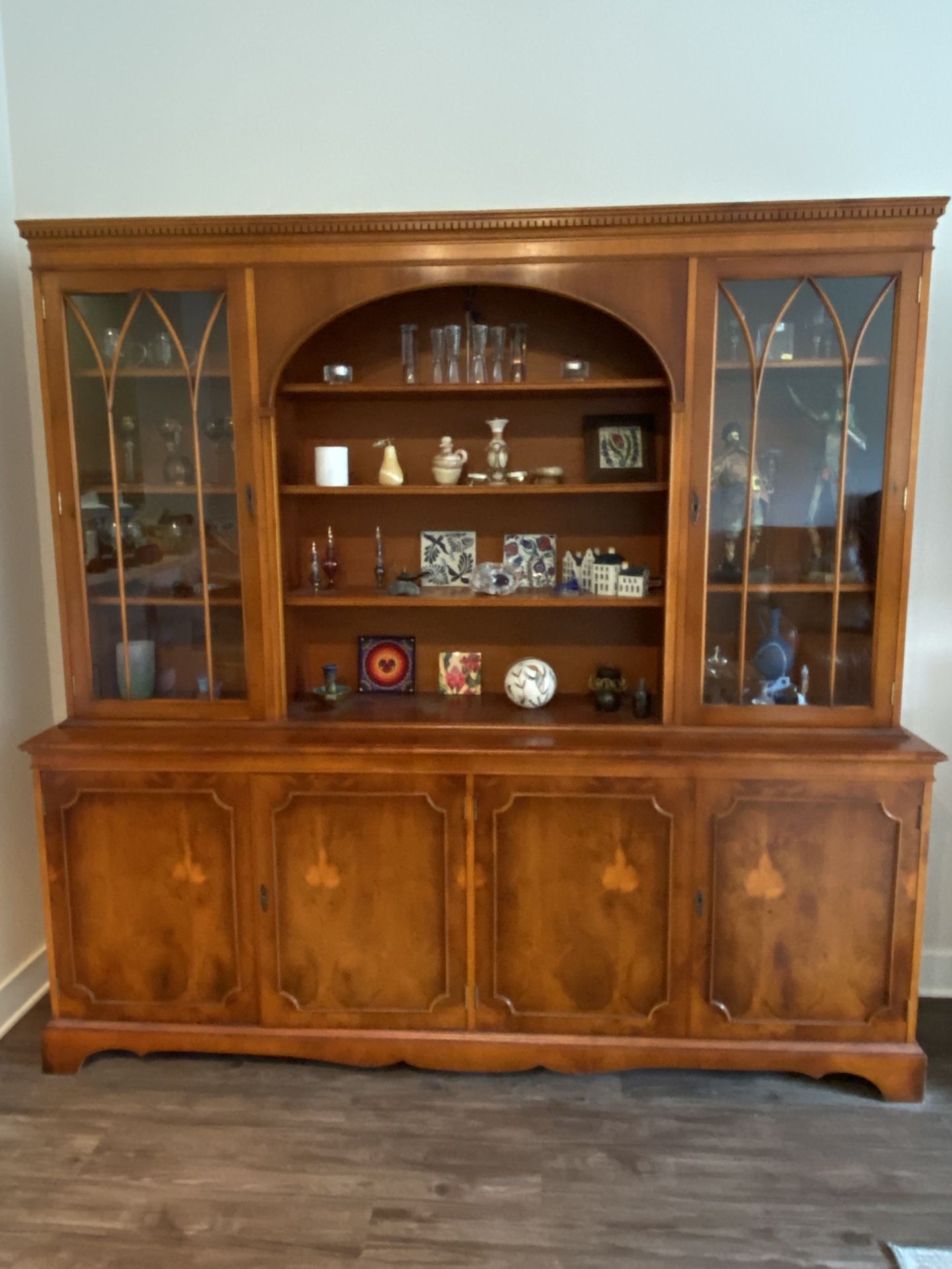 English Handmade Yew Dining Room Set with Table, Sideboard & Hutch - Send me best offers!