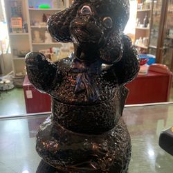 7x14 vintage black poodle canister cookie jar. 35.00.  Johanna at Antiques and More. Located at 316b Main Street Buda. Antiques vintage retro furnitur