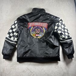 Vintage 90’s Jeff Hamilton NASCAR 50th Anniversary Men’s M Black Jacket Leather