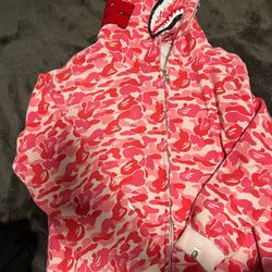 Pink bape full zip hoodie