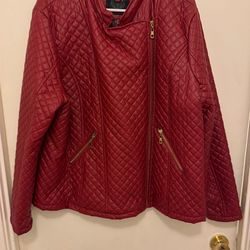 Ladies Leather Red Jacket