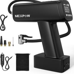 Auto Tire Inflator Portable Air Compressor, 160PSI Cordless Air Pump with 7500 mAh Battery, 12V DC Tire Pump with LED, Small Car Tire Inflator with Di