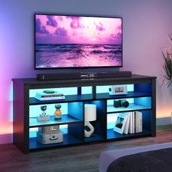 Bestier LED Tall TV Stand, Entertainment Center for 55/60/65 Inch, Gaming Console With Storage for PS4, Adjustable Shelf Modern High Cabinet for Livin