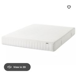 Used IKEA Valevag Pocket Spring Mattress Queen Size Bed- Firm/White