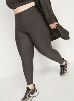 Old Navy High-Waisted PowerSoft 7/8 Side-Pocket Leggings XXL TALL Gray Olive green