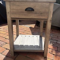 Gray Wood Side Table / Nightstand