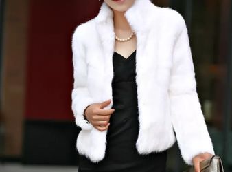 Rabbit Fur Coat White Size S