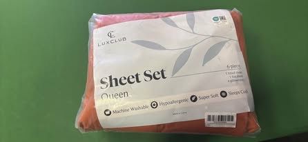 LUXCLUB 6-Piece Queen Sheet Set in Autumn Orange