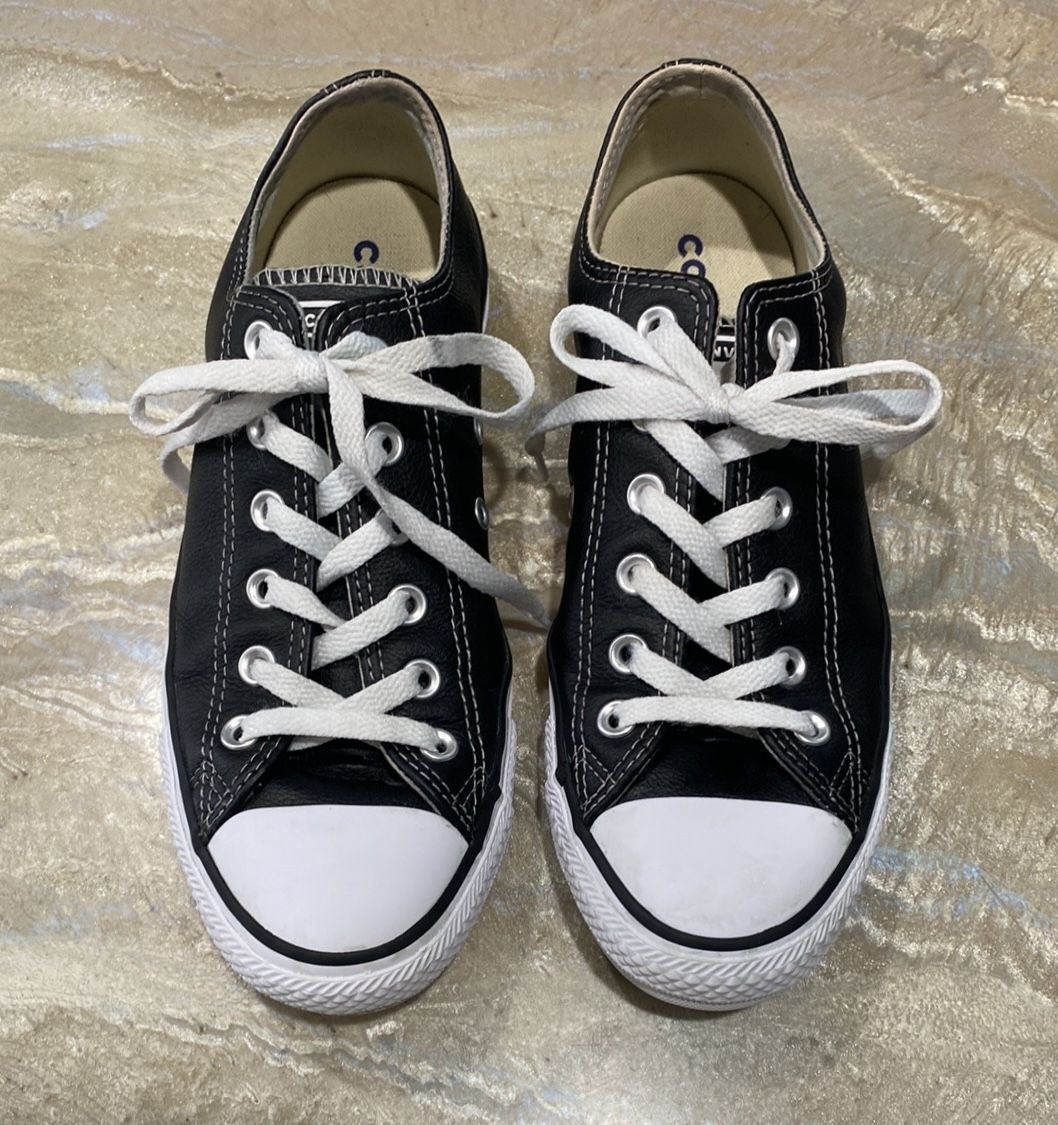 Converse All Star Leather Black Sneakers Shoes Men’s 6.5 / Women’s 8.5 / See all Pics