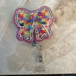 Austism Bow Badge Reel