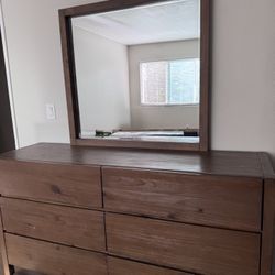Wooden Dresser With Mirror 