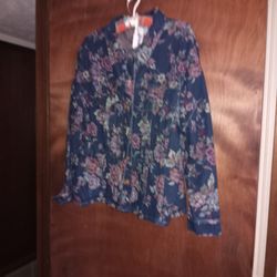 Denim Ladies Flower Jacket, Size XL.