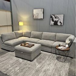 New Thomasville Tisdale 6- Piece Modular Sectional (Light Gray)