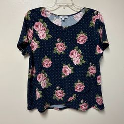 Women’s GREEN ENVELOPE Los Angeles Plus Size Polyester, Spandex, Short Sleeve Floral Top… Size 1X