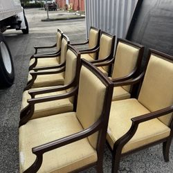 8 French Louis XVI style fauteuil upholstered armchairs 